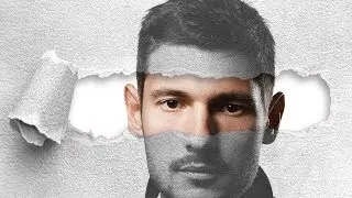 Portait hinter Papier mit Photoshop