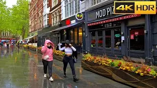 London Rain Walk on May The 17th| More Lockdown relaxations| Central London Rain Tour [4k HDR]