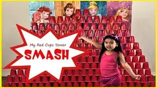 Red Cups Tower Smash with Princess Sky