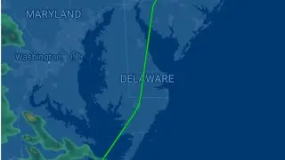 Aerial crossing of Delaware Bay and flight down Del-Mar-Va in A320 (FFT2593)