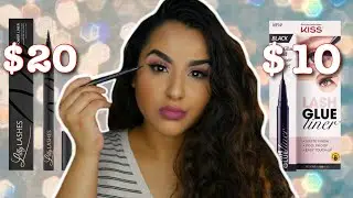 LILLY LASHES POWER LINER VS KISS LASH GLUE LINER | DUPE ALERT?