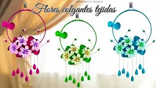 ❤💕💞 Transforma Tu Hogar con estas Flores Colgantes a Crochet! 🌸✨ Tutorial Paso a Paso