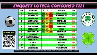 LOTECA 1221 PERCENTUAIS DOS JOGOS ! ENQUETE PARA PALPITE DA LOTECA 1221