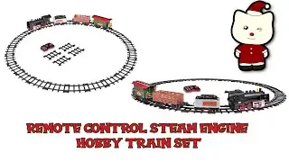 Amazon Basics Remote Control Steam Engine Hobby Train Set with Tender and Gondola & Caboose Smoking