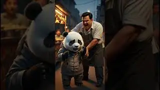 The poor panda didn't have enough money to buy samosas so he worked hard for that