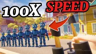 Bear 5 Breaks Hello Neighbor at 100x Speed! Part 3