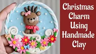 Air-dry Clay Reindeer Fridge Magnet/ Christmas Charm using Handmade Cold Porcelain Clay