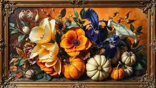 Vintage Autumn's Embrace Mood Wallpaper Background | Ultra HD 4K | Framed Original Digital Art