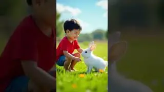 playing boy for a rabbits #RabbitPlaytime #BoyAndRabbit #CuteAnimals #FunWithPets