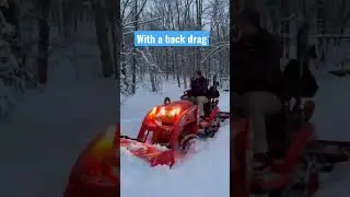 Plowing snow with and without a back drag on my pusher #tractor #bx2380 #kubota