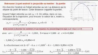 Exprimer ou calculer la portée d'un projectile.
