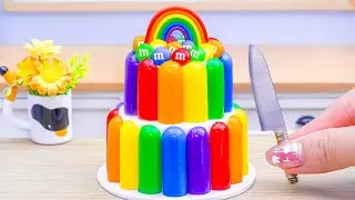 Amazing Miniature Rainbow Jelly Decorating with M&M 🌈 Tiny Rainbow Cake By DIY Cakes