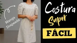 Costura Rápida para INICIANTES! Vestido Fácil com manga DRAPEADA!