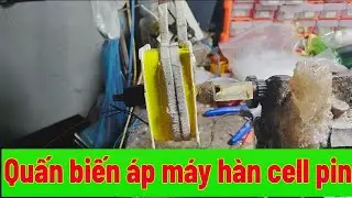 Winding the transformer for a battery cell welding machine.