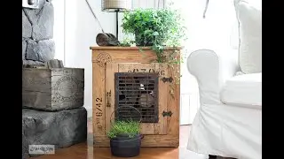 Revamp an old cupboard into a cool pallet side table with log storage!