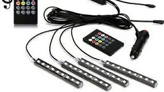 Wireless Remote/Music/Voice Control Colorful 9 LED Car Interior Light RGB Neon
