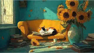 Reading with Sunflowers 🌻☕ Cozy Lofi Music for Work, Study, Focus | Ghibli Inspired Ambience