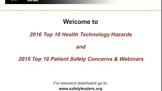 Webinar: Top 10 Health Tech Hazards and Top 10 Patient Safety Concerns
