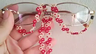 Çapraz çiçekli gözlük ipi/Zigzag çiçekli bileklik/Dıy/beaded braclet /Çiçekli kolye