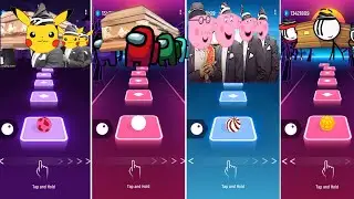 Pikachu Vs Among us Vs Peppa pig Vs Stickman Song - Tiles Hop #coffindance #coffin #stickman