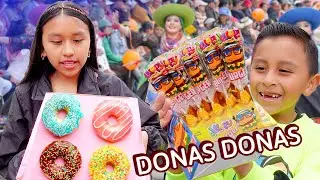 Vendiendo Donas 🍩 en las fiestas de mi pueblito 😋