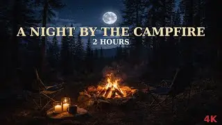 Forest Campfire Ambience 🔥 Crackling Fire, Night Crickets & Nature Sounds