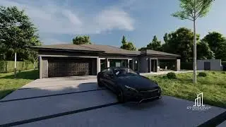 Hip roof house design - 3 bedroom plan