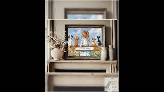 Love Grows Here Girl with Animal Dog Friends Printable Rustic Cottagecore Art, Nursery Children&rsquo;s...