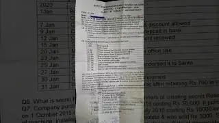 Class 11th accounts question paper 2024 Cash book !#cbse #class11 #ytshorts #accountancy #questions