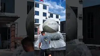 Natural Grey Stone Floating Ball Fountain for Project