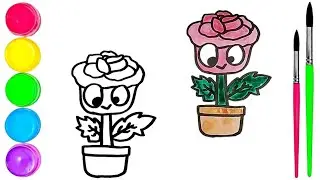 How To Draw  cute Rose Drawing, Painting & water Coloring For Kids and Toddlers_🌈🎨