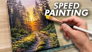 Acrylic Painting Time-lapse | Forest Trail Landscape
