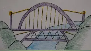 Sydney Harbour Bridge Drawing, bamboo bridge drawing, bamboo bridge, bridge drawing, chitrakala