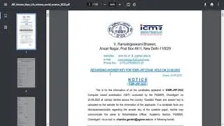 Official answer key for ICMR JRF EXAM 2022 released in  