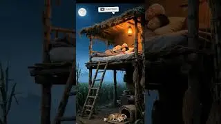 old man & child sleep in village farmfields in hut 💤😴