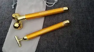 Amirce Face Massager Roller Golden 3D Roller Electric Facial Roller and T Shape Facial Roller Massag