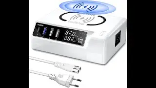 Stazione di ricarica rapida USB con caricabatterie wireless Slitinto 4 porte USB con display LCD