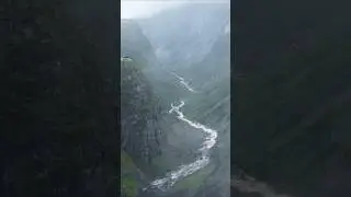 Voringsfossen waterfall in heavy rain #Norway