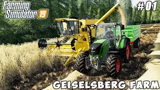 Harvesting wheat, picking straw, sowing triticale | Geiselsberg Farm | Farming simulator 19 | ep #01