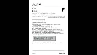 AQA GCSE Urdu Paper 1 May 2023 Question Paper 8648 Lf T FoundATIon Tier Listening Test Transcript