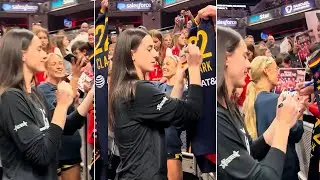 Caitlin Clark Jokes with Sophie Cunningham After She Crashed Her Autograph Line | Aces vs Fever