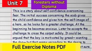 Class 11 English | Unit 7 Forester without Diplomas Exercise & Grammar