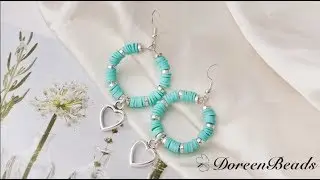 DoreenBeads Jewelry Making Tutorial - How to Make Blue Clay Katsuki Beaded Earrings