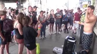Human Beatboxer Shift / Shifty (Ross Martin) performing outside Camden Lock & Stables Market, London