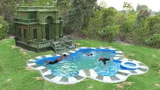 [Full Video] Build Creative Bamboo Villa house With Relax Swimming Pool In The Forest