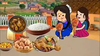 देहाती टाइप में बनाई बड़की जीजी और ललका देसी मुर्गा का चिकन #jaycartoon  