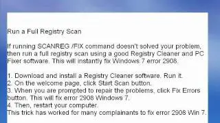 Error 2908, Fix error 2908 windows 7