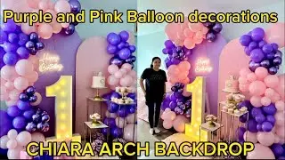 PURPLE AND PINK BALLOON DECORATIONS // CHIARA ARCH BACKDROP DECOR // LorenaBalloons
