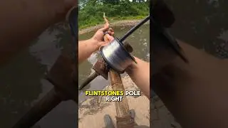 Fishing with a homemade rod and reel 🎣😂 #shorts #fishing #diy