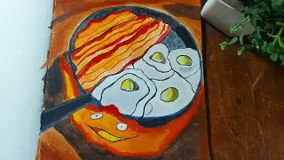 Painting a Ghibli Food Scene 🍲🎨 | Howl's moving castle | Acrylic Food Painting